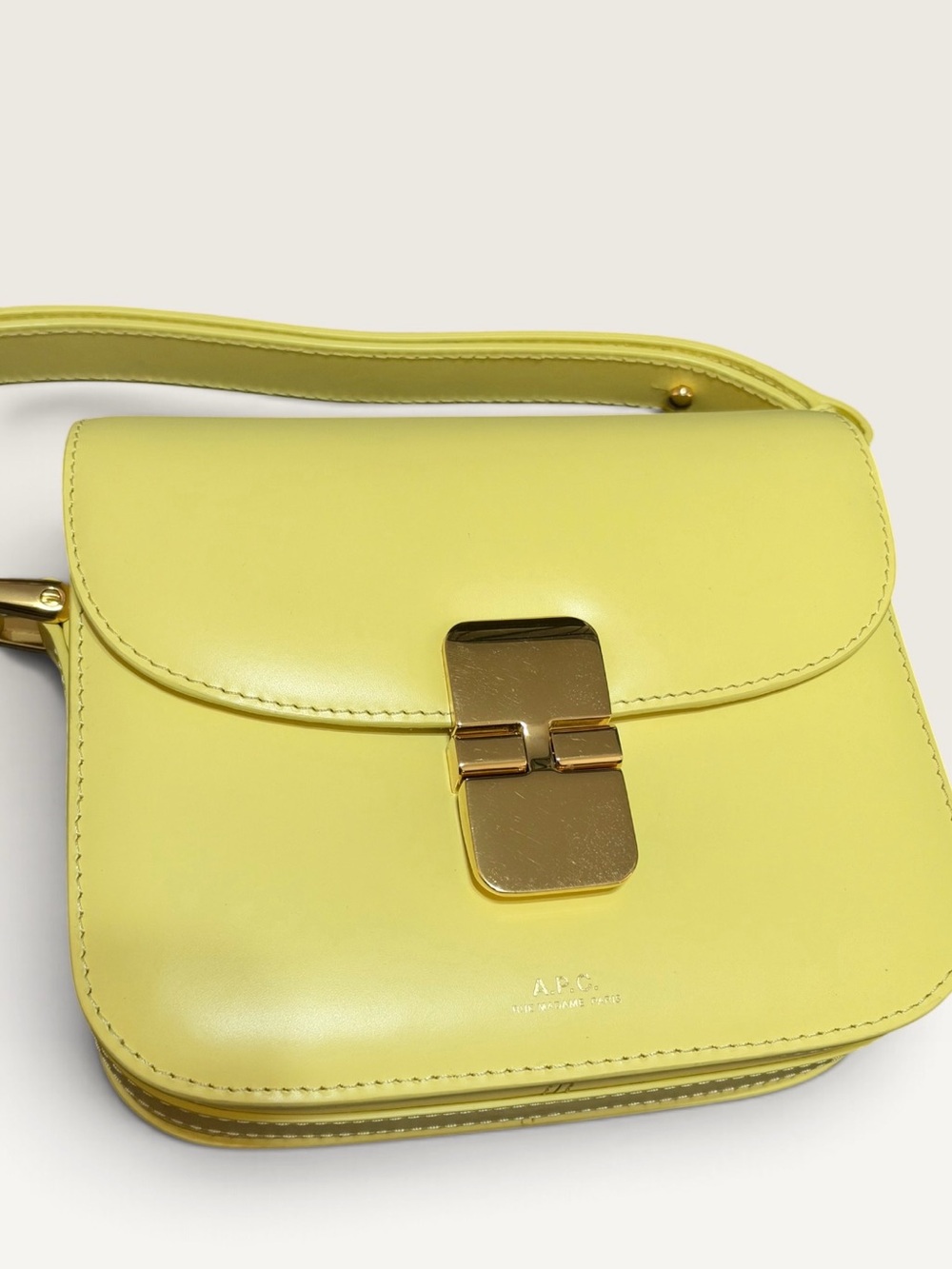 A.P.C. Lemon Yellow Leather Crossbody with Gold Hardware - Picture 6 of 8